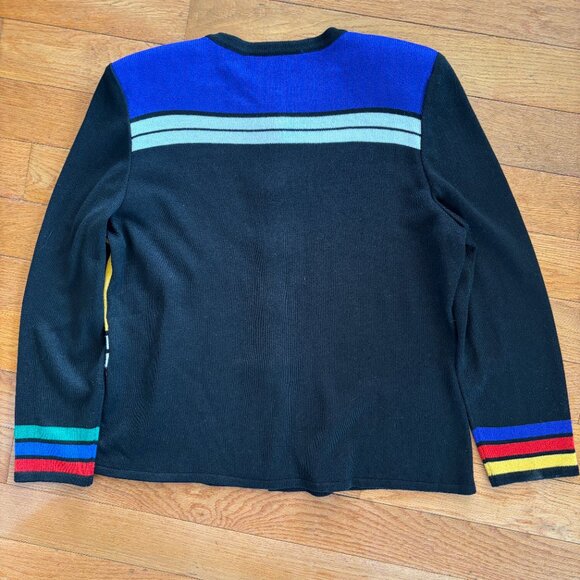 VTG Eric Steven Sweater Womens 14 Geometric Colorblock Button‎ Cardigan USA 90's - Picture 2 of 7